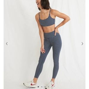 Marine Layer Weekend Sport Chill Leggings Stripe Stripes Navy White Sz Small